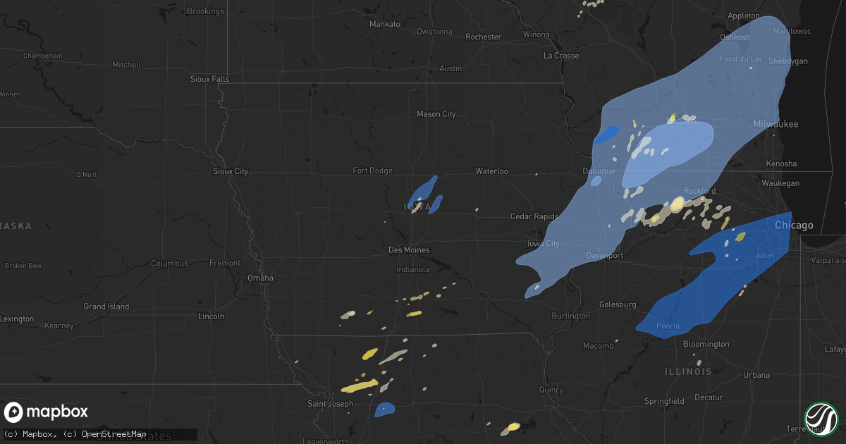 Hail map in Iowa on June 10, 2026