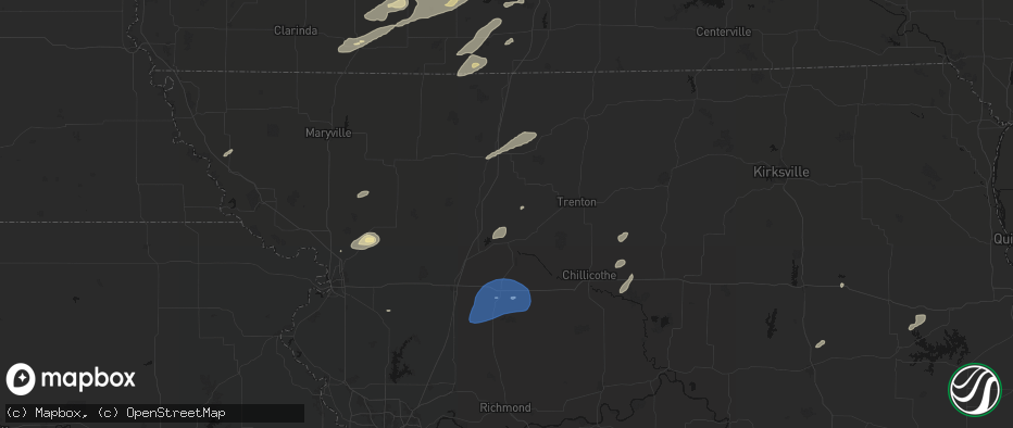 Hail map in Jameson, MO on June 10, 2026