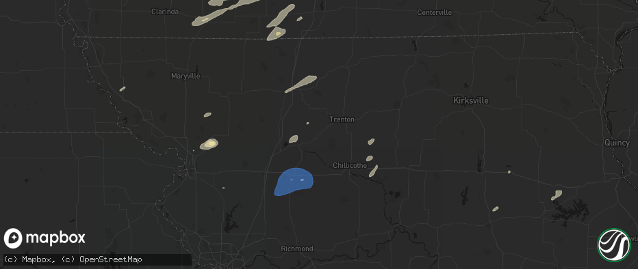 Hail map in Jamesport, MO on June 10, 2026