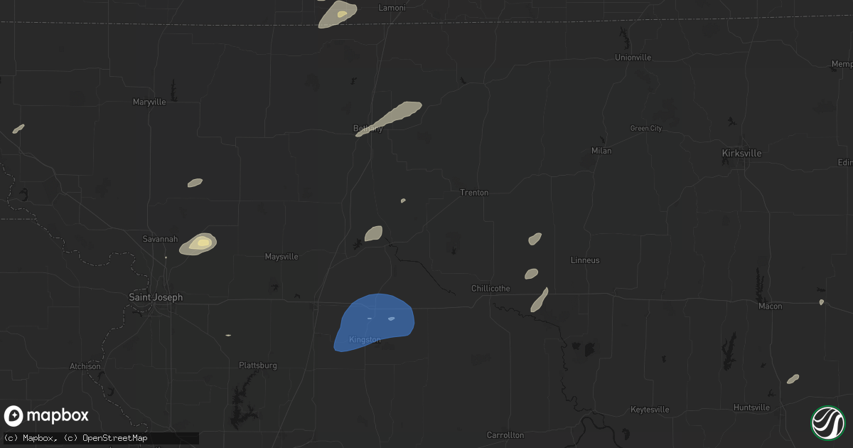 Hail map in Jamesport, MO on June 10, 2026