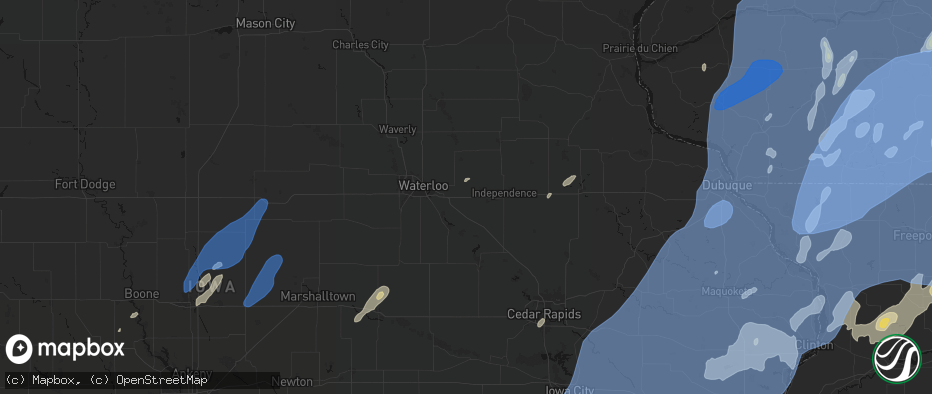 Hail map in Jesup, IA on June 10, 2026