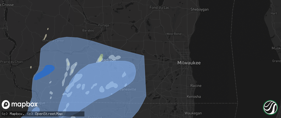 Hail map in Johnson Creek, WI on June 10, 2026