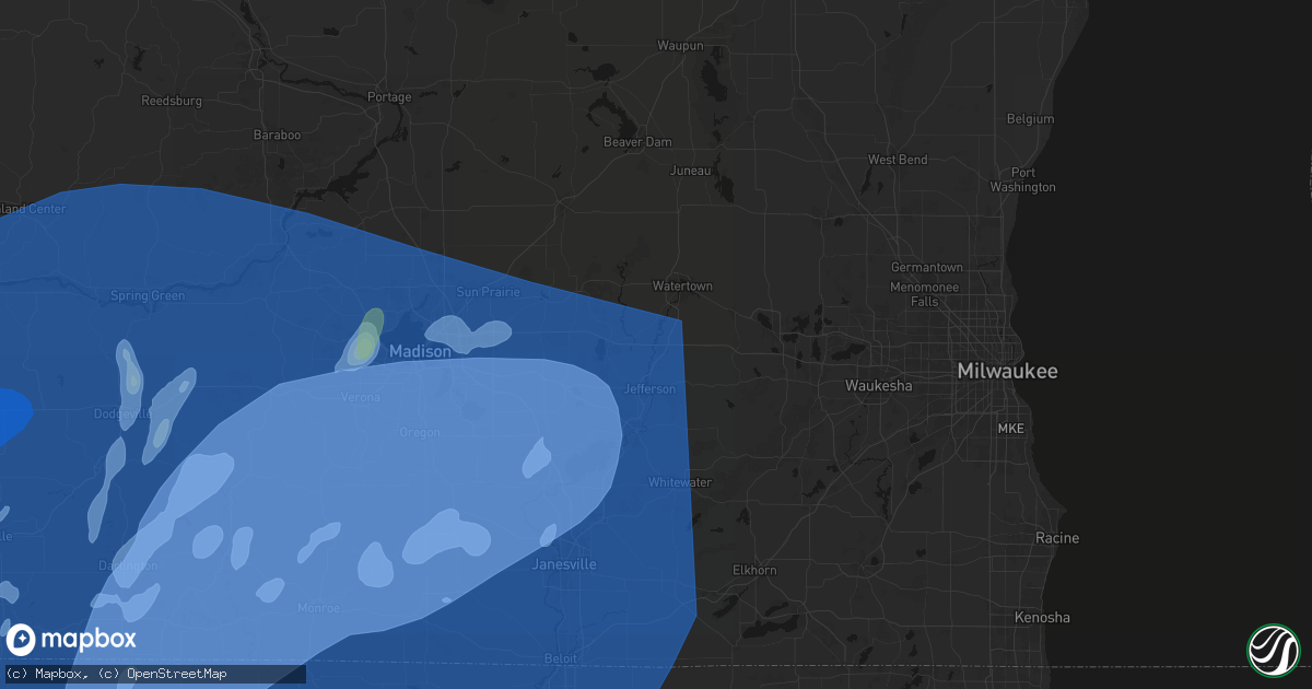 Hail map in Johnson Creek, WI on June 10, 2026