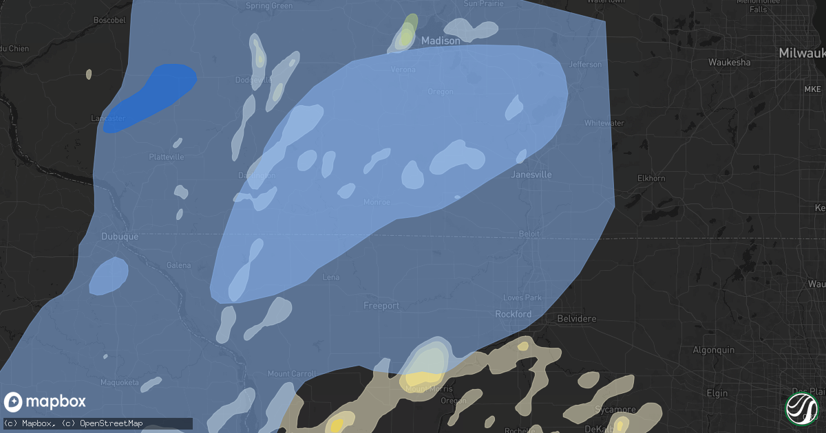 Hail map in Juda, WI on June 10, 2026