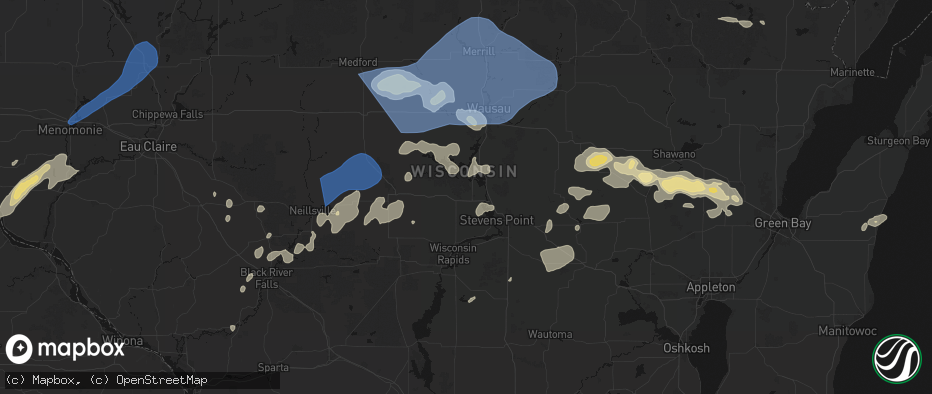 Hail map in Junction City, WI on June 10, 2026