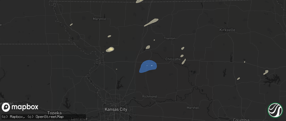 Hail map in Kidder, MO on June 10, 2026