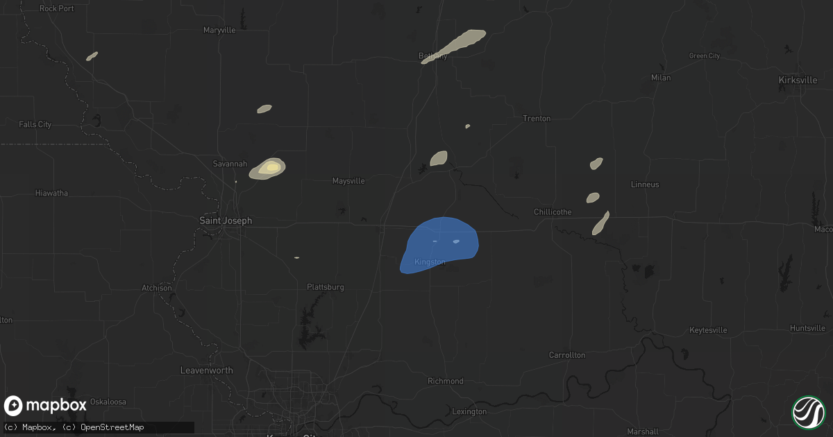 Hail map in Kidder, MO on June 10, 2026