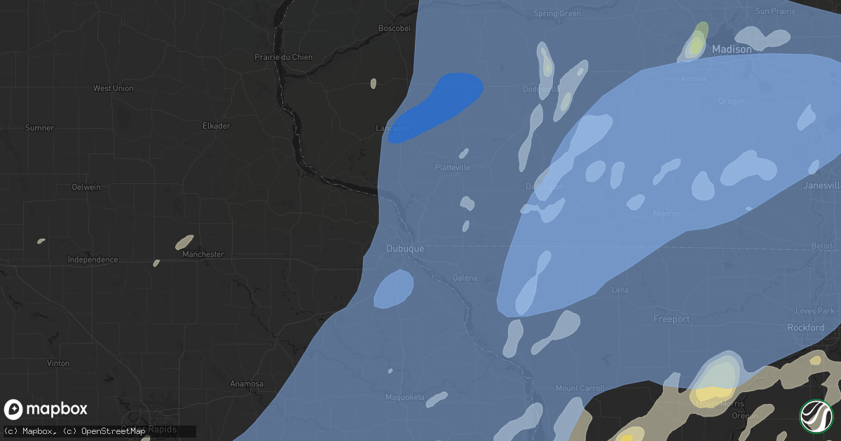 Hail map in Kieler, WI on June 10, 2026