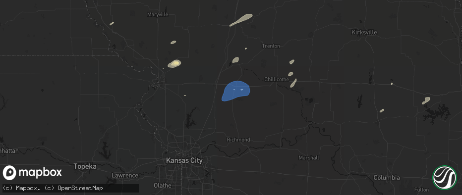 Hail map in Kingston, MO on June 10, 2026