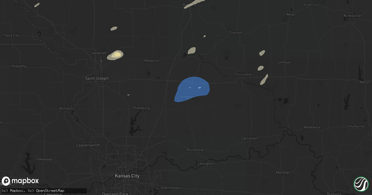 Hail map in Kingston, MO on June 10, 2026
