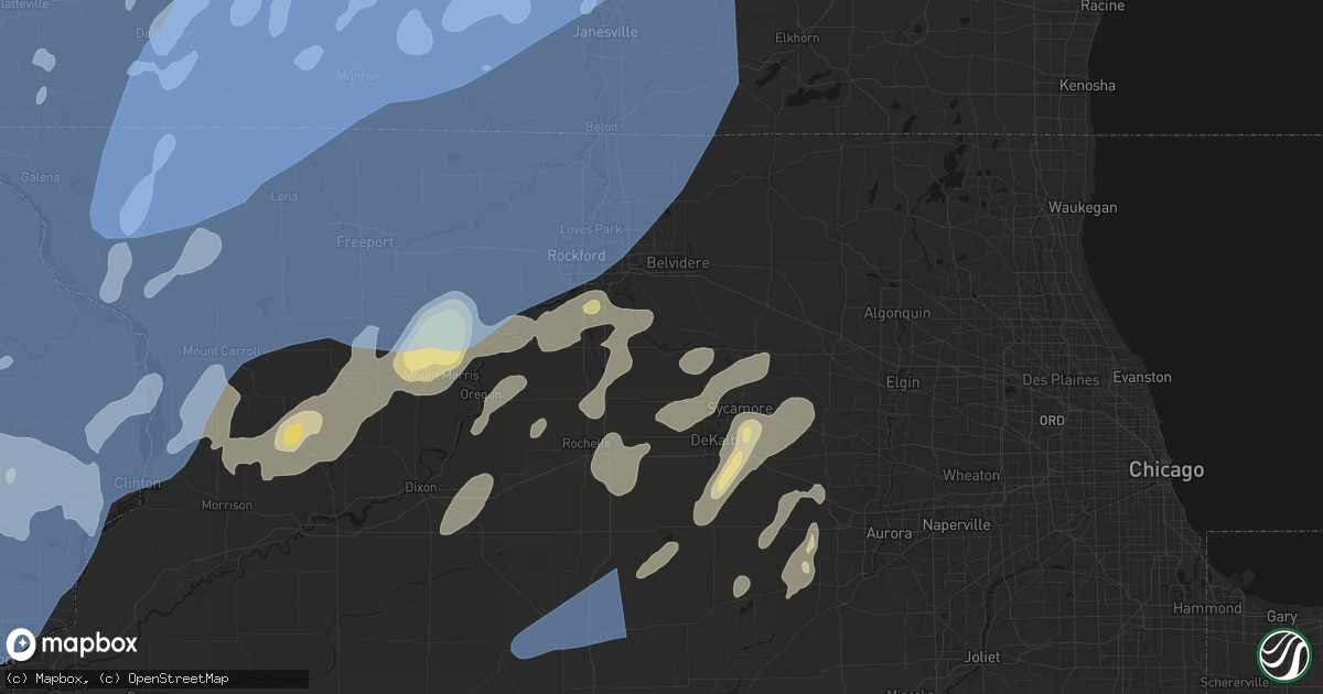 Hail map in Kirkland, IL on June 10, 2026