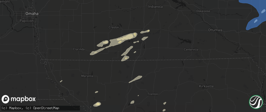 Hail map in Lamoni, IA on June 10, 2026