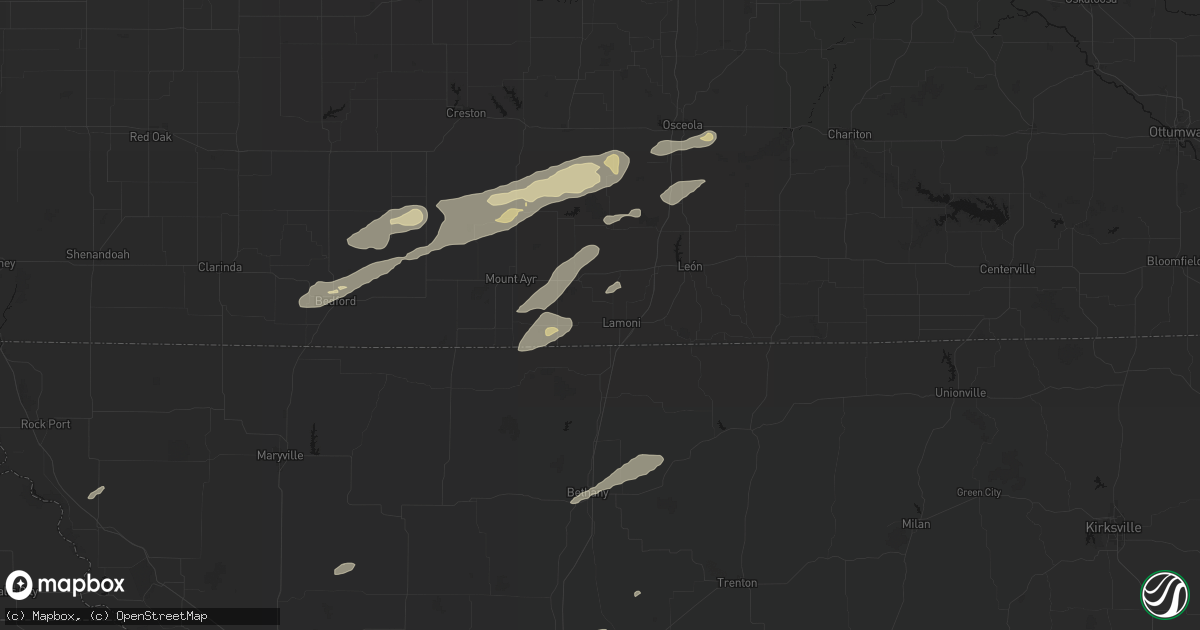 Hail map in Lamoni, IA on June 10, 2026