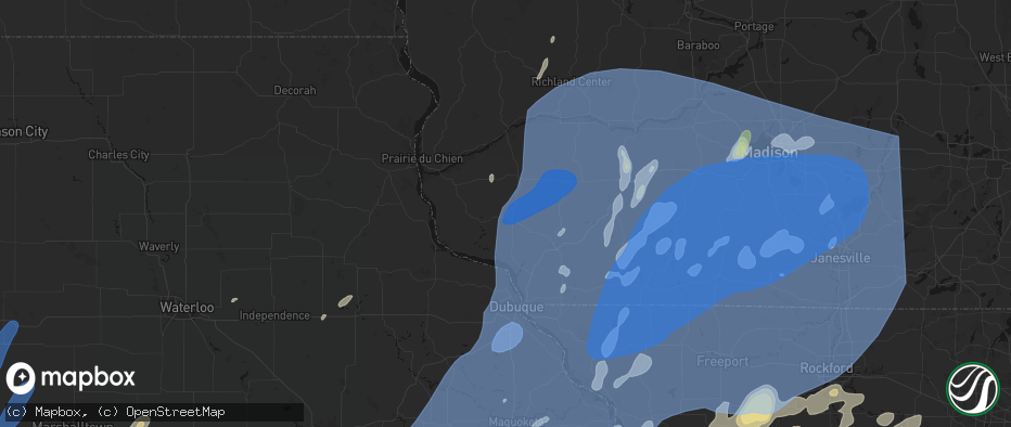 Hail map in Lancaster, WI on June 10, 2026