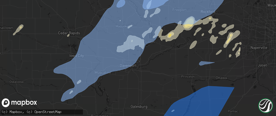 Hail map in Le Claire, IA on June 10, 2026