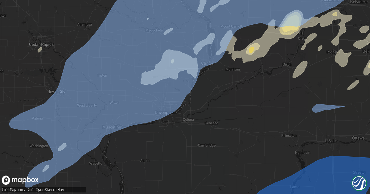 Hail map in Le Claire, IA on June 10, 2026