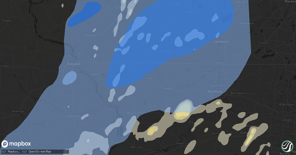 Hail map in Lena, IL on June 10, 2026