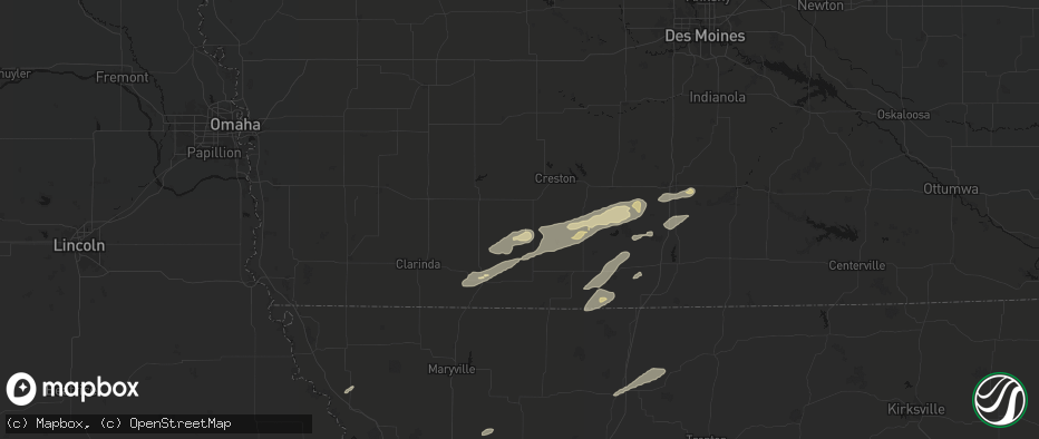 Hail map in Lenox, IA on June 10, 2026