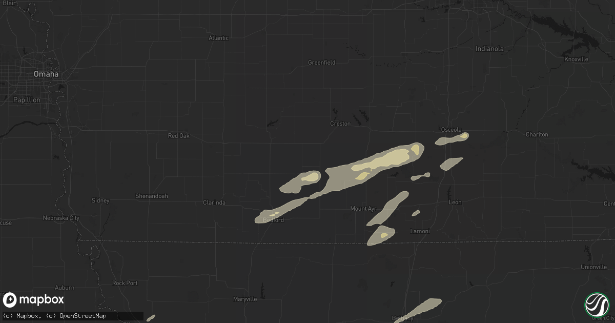 Hail map in Lenox, IA on June 10, 2026