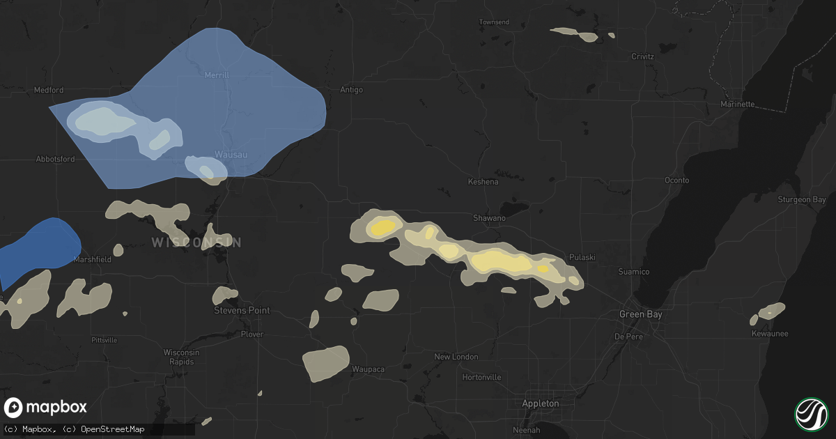 Hail map in Leopolis, WI on June 10, 2026
