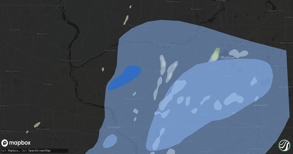Hail map in Linden, WI on June 10, 2026