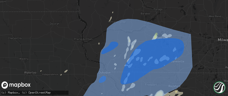 Hail map in Livingston, WI on June 10, 2026