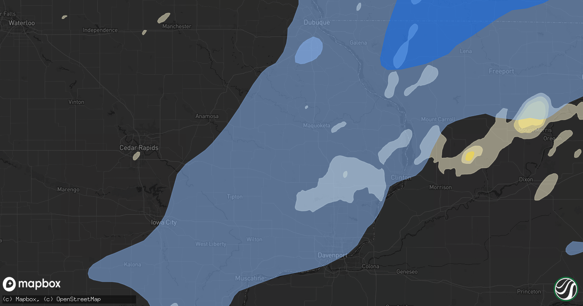 Hail map in Lost Nation, IA on June 10, 2026