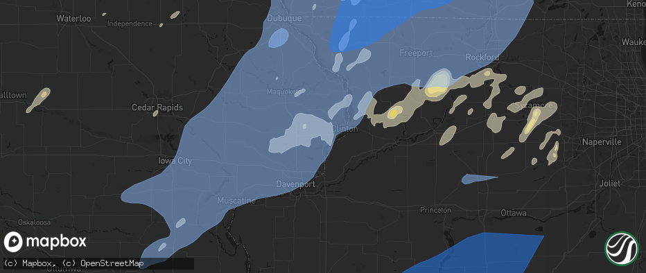 Hail map in Low Moor, IA on June 10, 2026