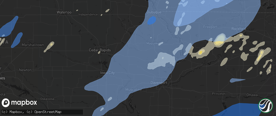 Hail map in Lowden, IA on June 10, 2026