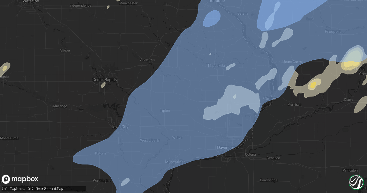 Hail map in Lowden, IA on June 10, 2026