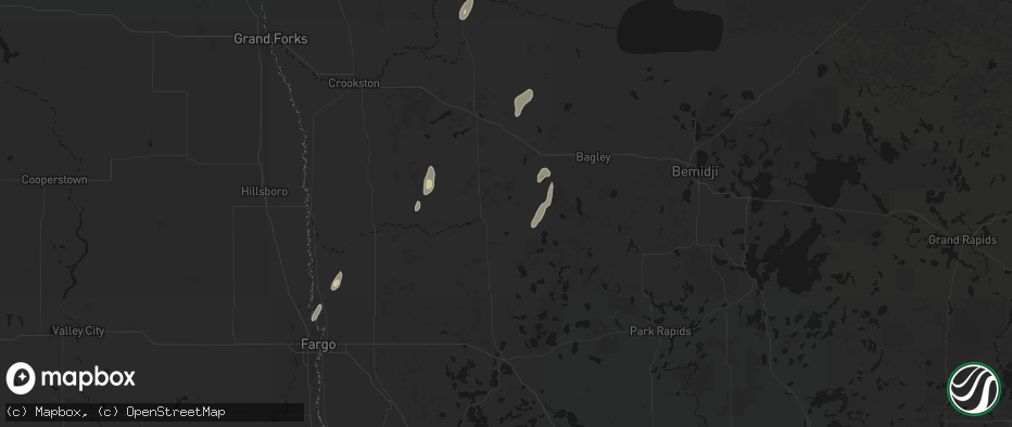 Hail map in Mahnomen, MN on June 10, 2026