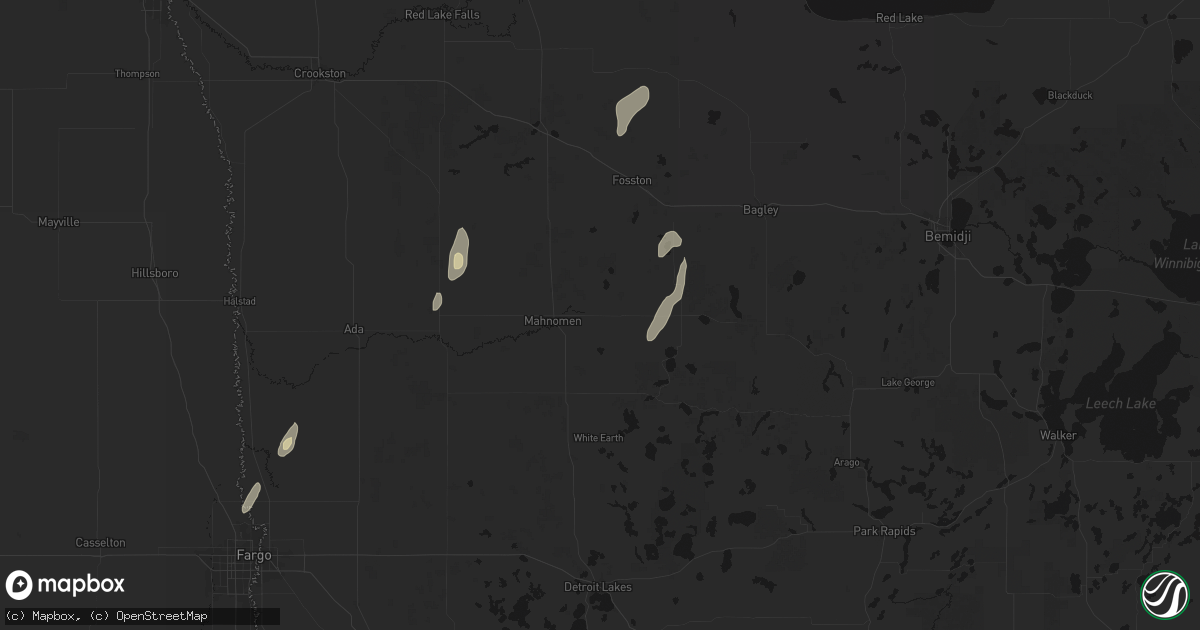 Hail map in Mahnomen, MN on June 10, 2026