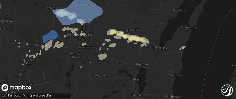 Hail map in Manawa, WI on June 10, 2026