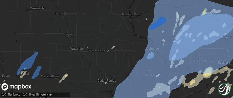 Hail map in Manchester, IA on June 10, 2026