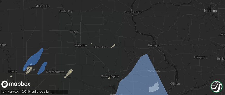 Hail map in Masonville, IA on June 10, 2026