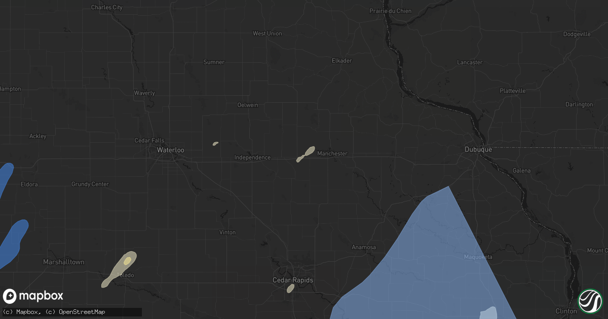 Hail map in Masonville, IA on June 10, 2026