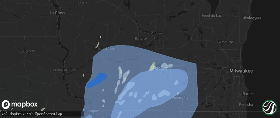 Hail map in Mazomanie, WI on June 10, 2026