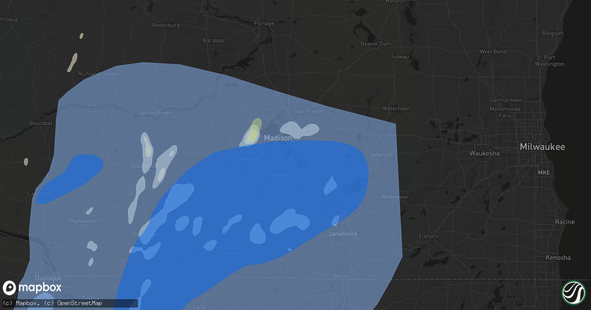 Hail map in Mcfarland, WI on June 10, 2026