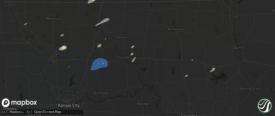 Hail map in Meadville, MO on June 10, 2026