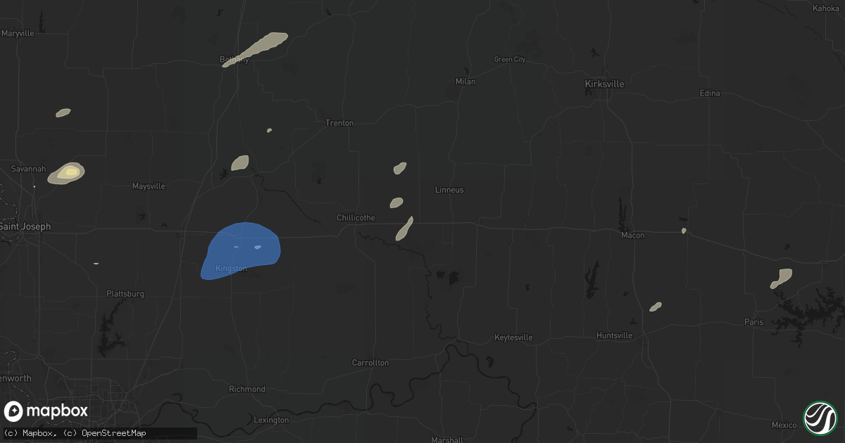 Hail map in Meadville, MO on June 10, 2026