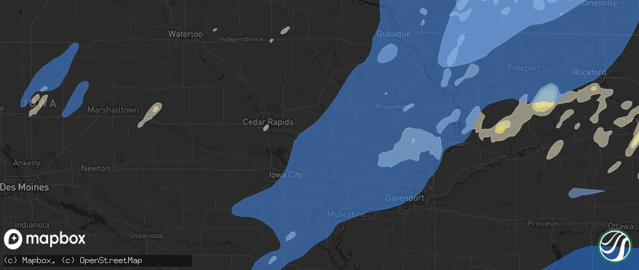 Hail map in Mechanicsville, IA on June 10, 2026