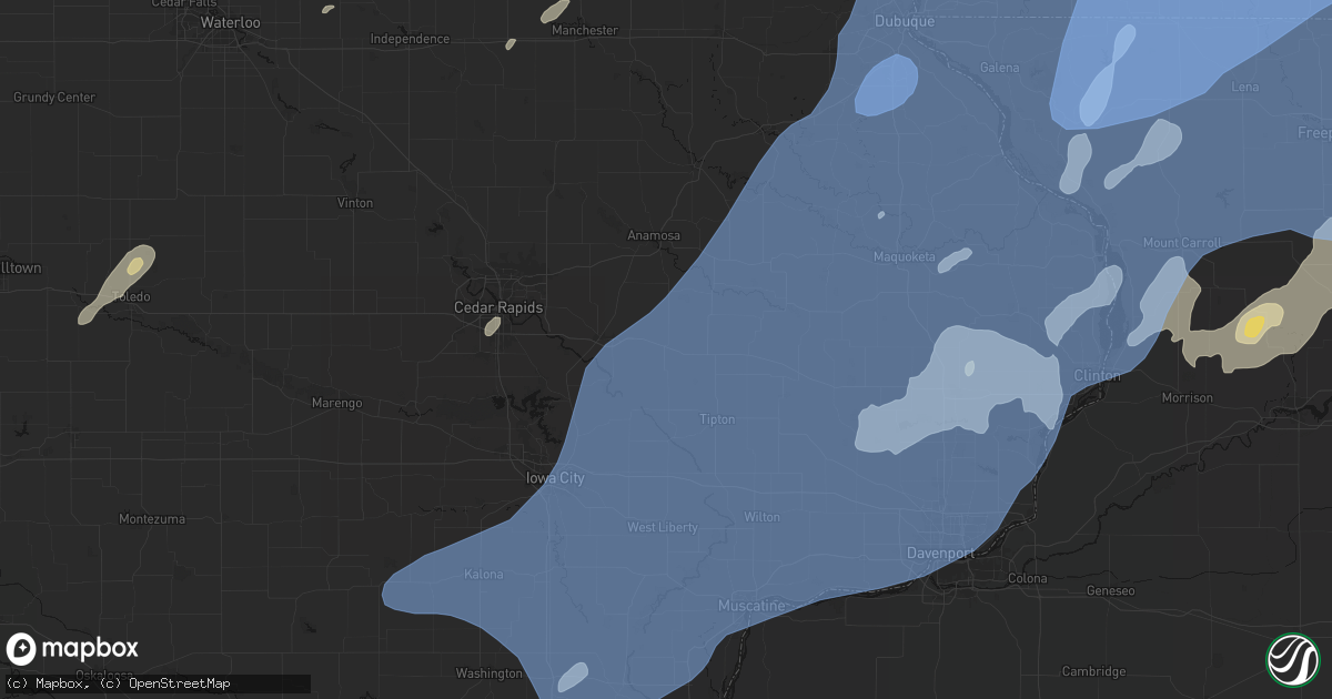 Hail map in Mechanicsville, IA on June 10, 2026