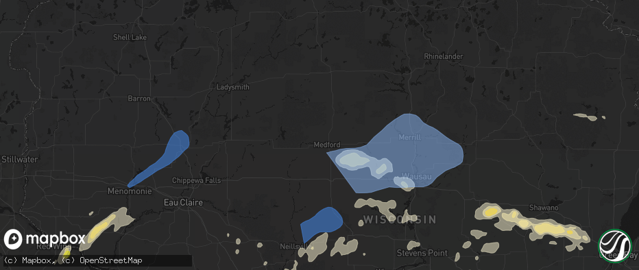 Hail map in Medford, WI on June 10, 2026