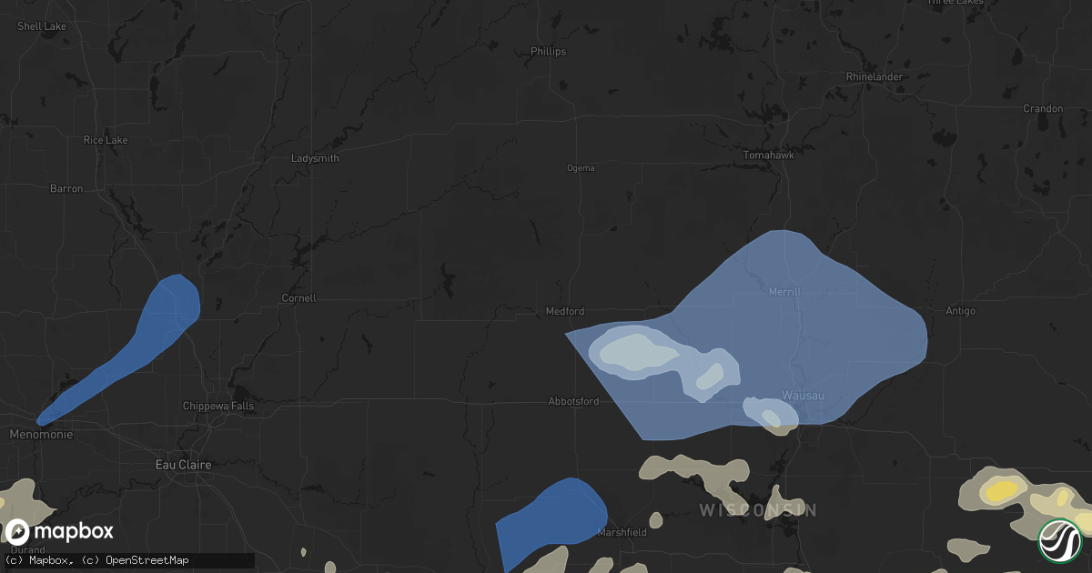Hail map in Medford, WI on June 10, 2026