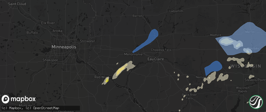 Hail map in Menomonie, WI on June 10, 2026