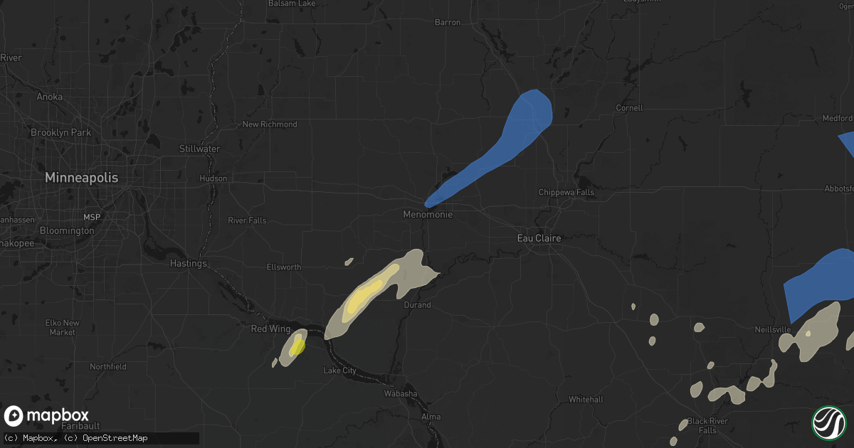 Hail map in Menomonie, WI on June 10, 2026