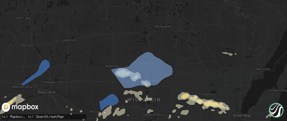 Hail map in Merrill, WI on June 10, 2026