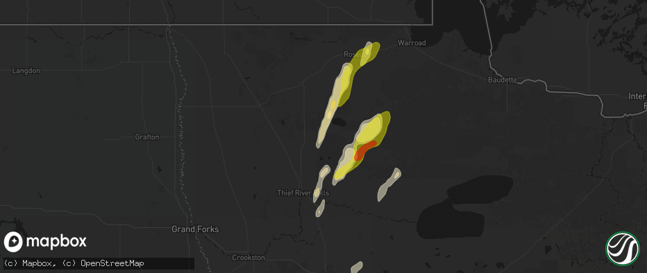 Hail map in Middle River, MN on June 10, 2026
