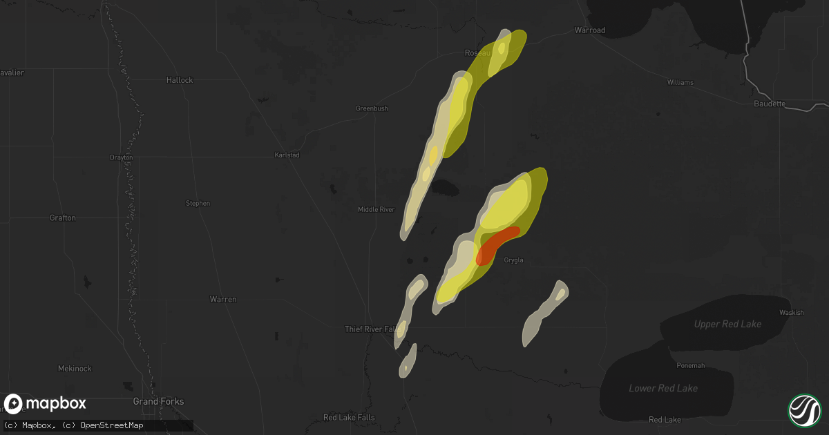 Hail map in Middle River, MN on June 10, 2026