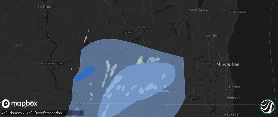Hail map in Middleton, WI on June 10, 2026